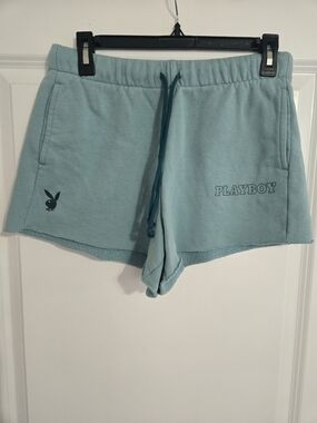 PLAYBOY Light Teal Drawstring Lounge Shorts